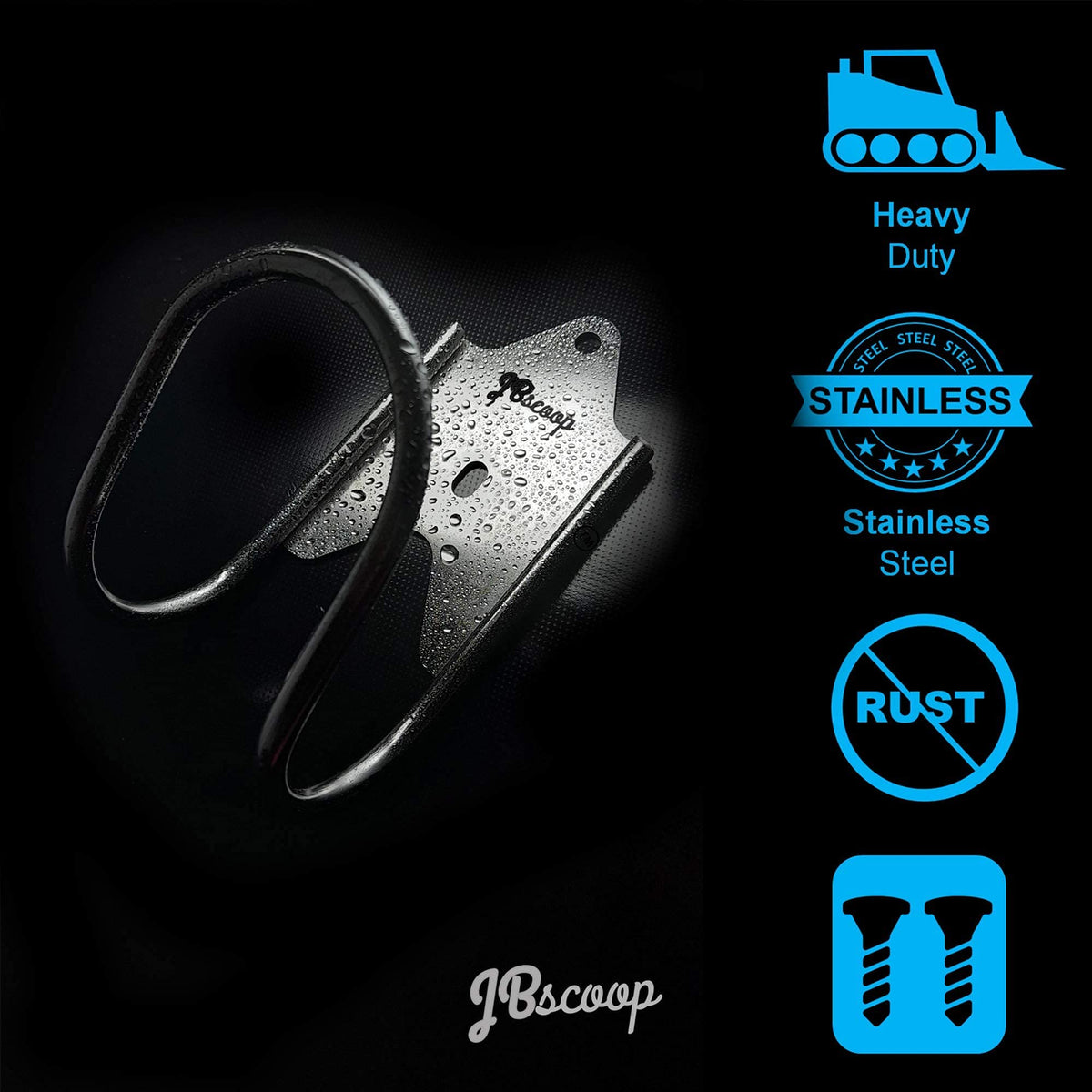JBscoop rust-proof hose holder withstands outdoor conditions.