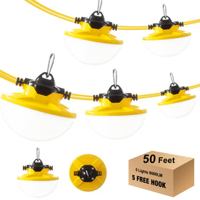 JC-LGL 50ft construction string light fully extended for wide-area site illumination