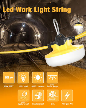 Close-up of IP65 waterproof JC-LGL string light in rainy conditions