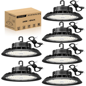 JC-LGL UFO LED High Bay 240W illuminates warehouses with clear, high-output light