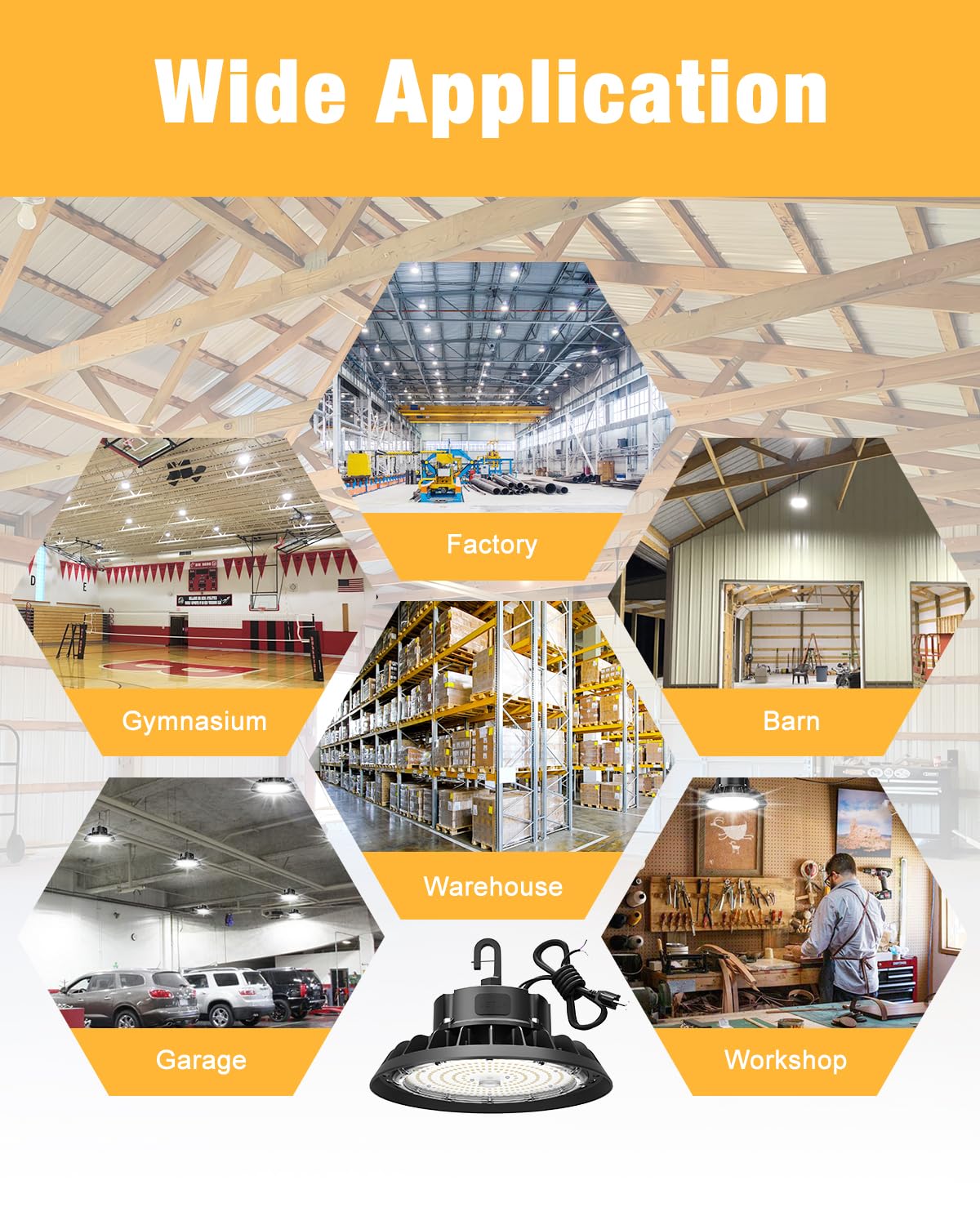 JC-LGL UFO LED High Bay Light five-year warranty supports long-term reliability.