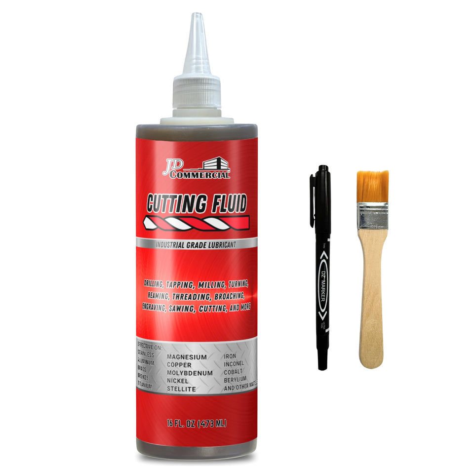 JD Commercial cutting fluid bottle pour shows precise application and heat control.