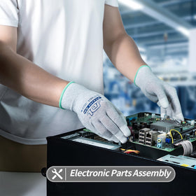 JDL ESD gloves packaging with pull-on closure for quick use.