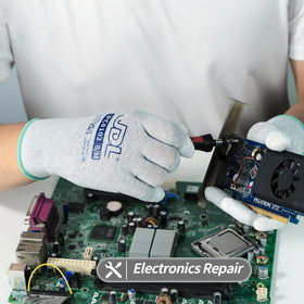 JDL ESD gloves touchscreen compatibility for device operation.