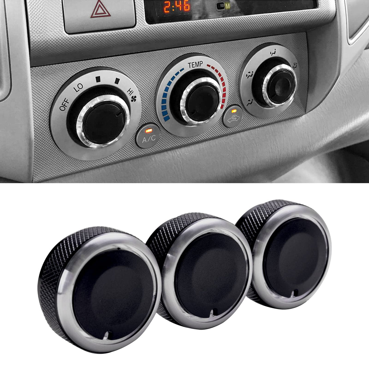 JDMCAR Tacoma AC knob front view shows durable aluminum for lasting cabin control.