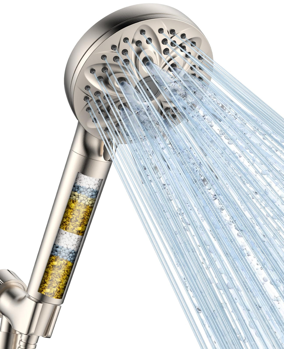 JDO 6-setting filtered handheld showerhead with rain spray for spa-like showers