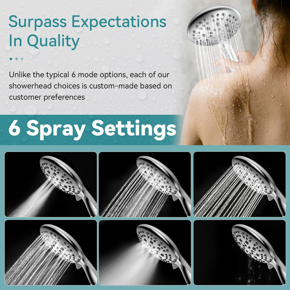 JDO handheld showerhead with 59-inch hose for flexible reach