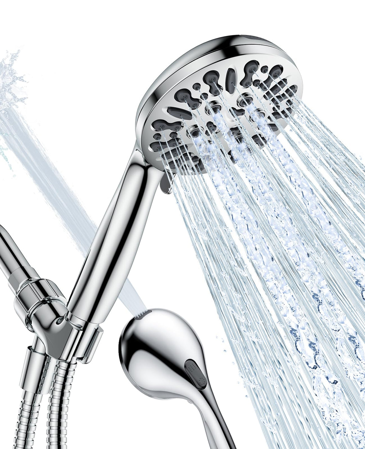 JDO handheld chrome shower head for versatile cleansing and spa-like spray