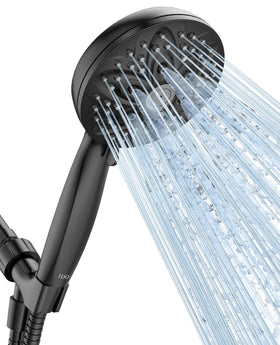 JDO handheld matte black shower head panel delivers broad rain-like coverage