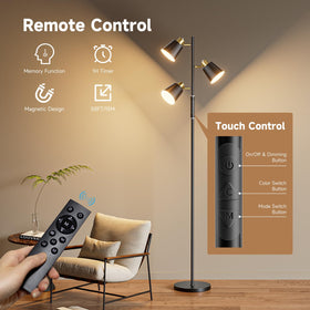 Jeagop floor lamp with rotatable heads for directional lighting.