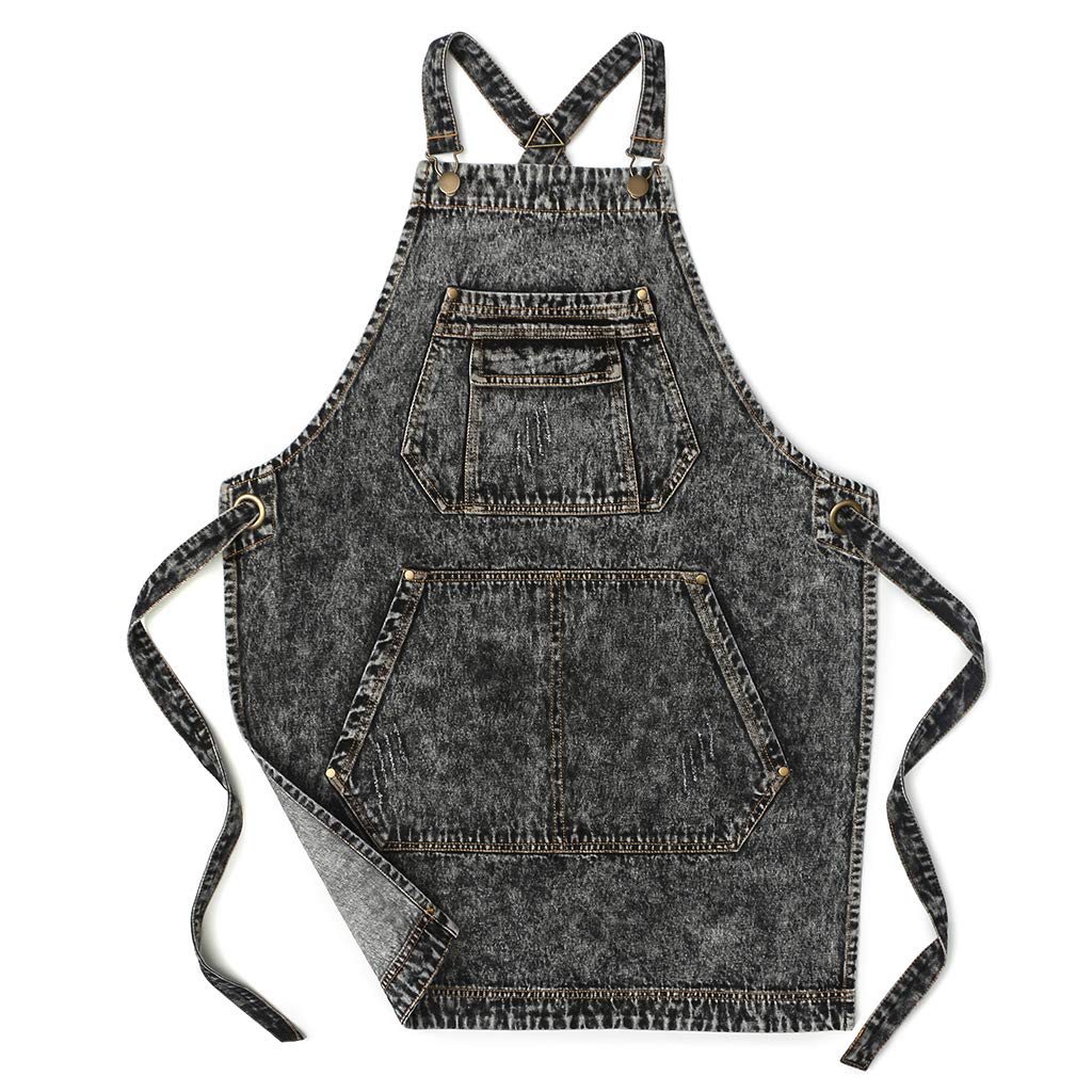 Jeanerlor denim apron with diamond pocket design keeps tools secure during work.