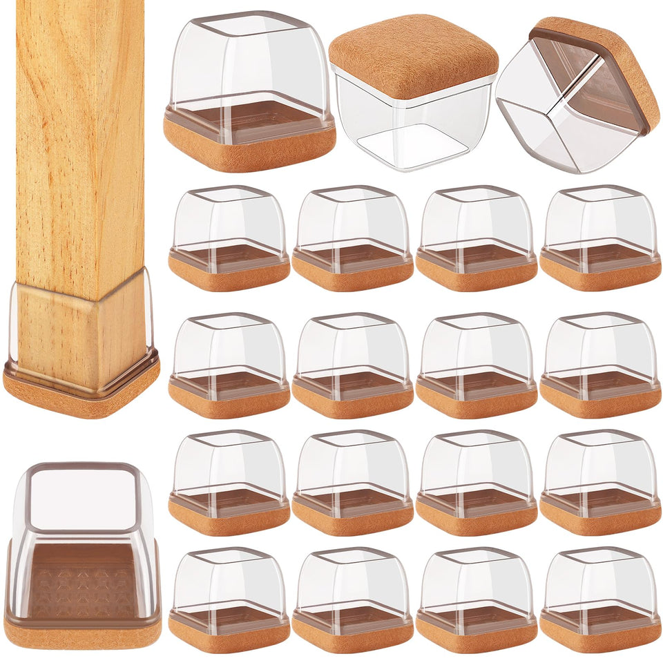 Jeaoouu 32-piece square chair leg protectors pack on hardwood floor