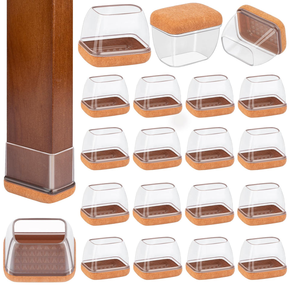 Jeaoouu rectangle chair leg protectors packaging shows quick floor protection.