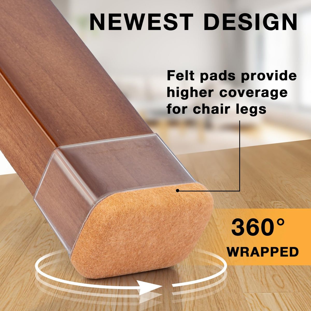 Jeaoouu rectangle chair leg protectors ready to install slip onto legs easily.