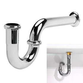JEAPHA P-Trap chrome finish, 1-1/4 inch drain for smooth bathroom connections