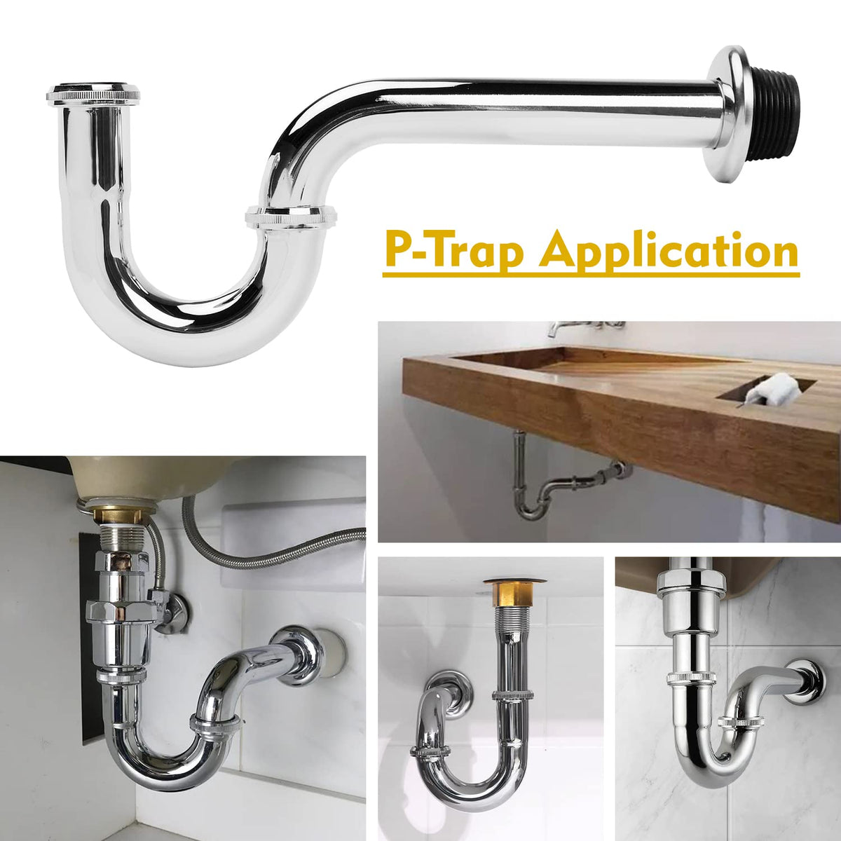 JEAPHA under-sink P-Trap assembly designed for universal 1-1/4 inch drain