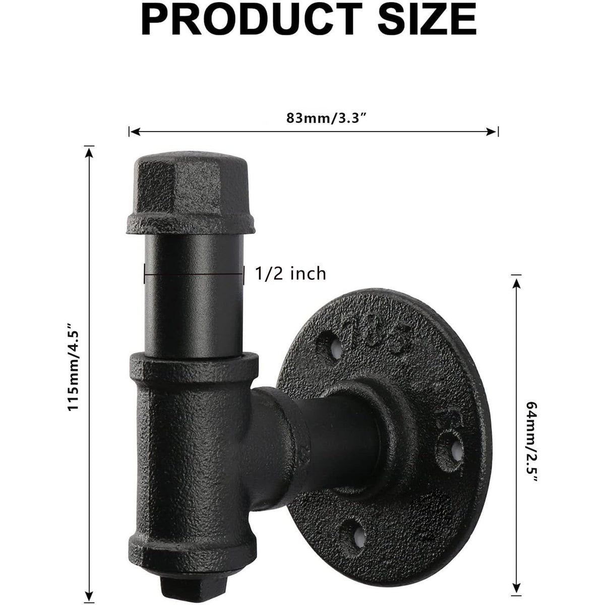 Jeasor black-finish pipe hook ready for quick mounting.