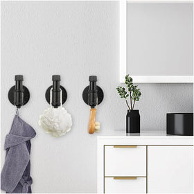Jeasor wall-mounted robe hook close-up shows durable black finish.