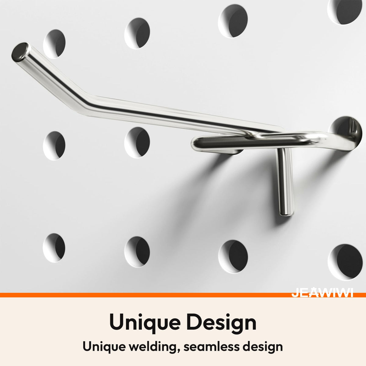 JEAWIWI pegboard hooks in kitchen use for compact utensil storage.