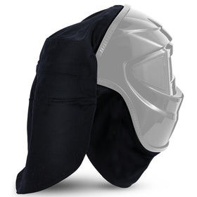 Jecery welding helmet cover in classic black showing protective neck wrap