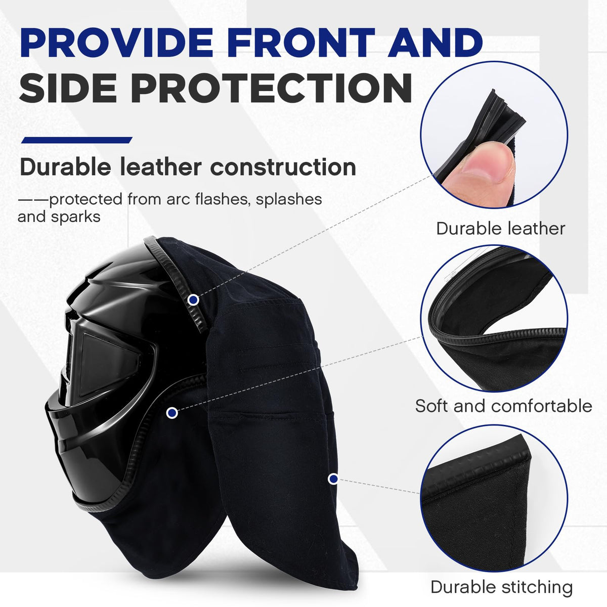 Jecery welding helmet cover with press fit seal highlighting snug neck fit