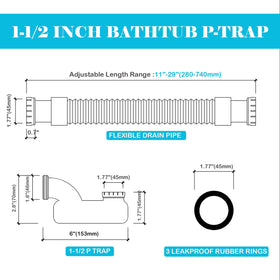 Jeckthun 1-1/2 inch tub drain kit ready for easy connection.