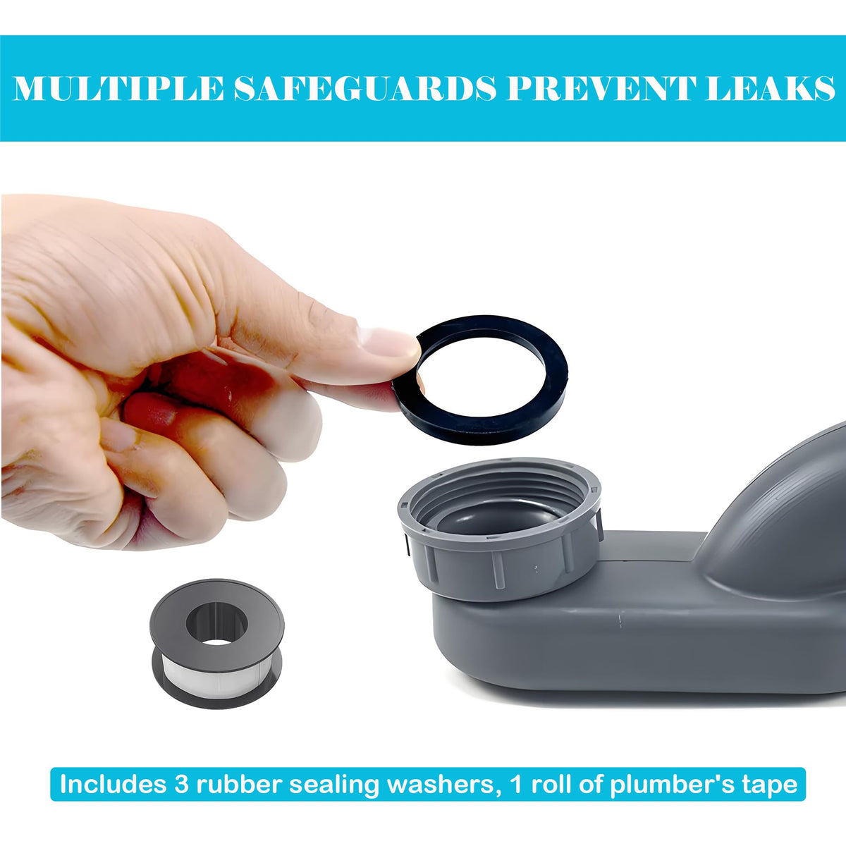 Jeckthun complete drain kit contents for quick, tool-free setup.