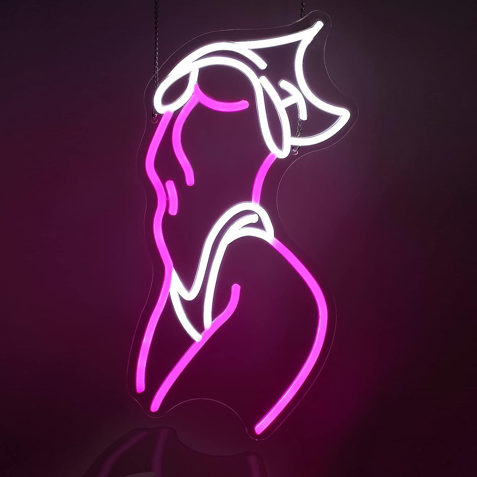 JEDAEMEN Lady neon sign pink and white on wall adds a warm, stylish glow.