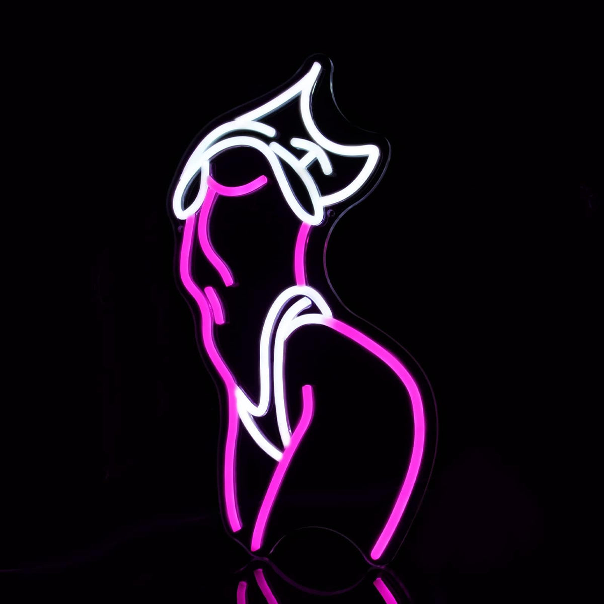 JEDAEMEN pink-white neon close-up shows clear, vibrant glow on acrylic surface.