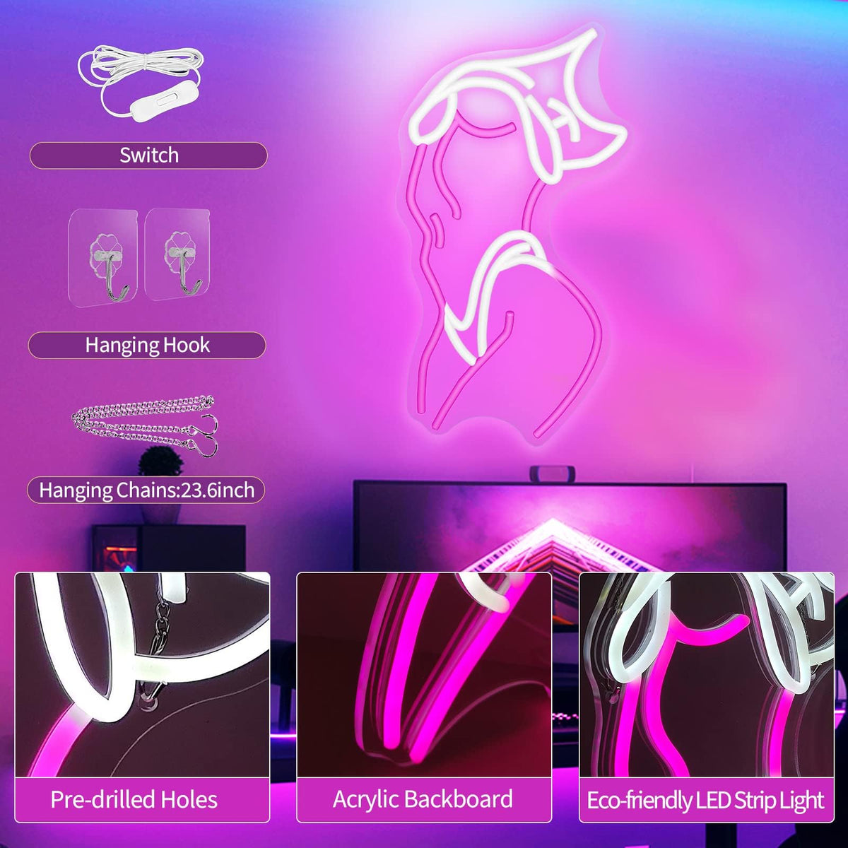 JEDAEMEN pink-white bedroom ambience neon sign enhances mood and decor.