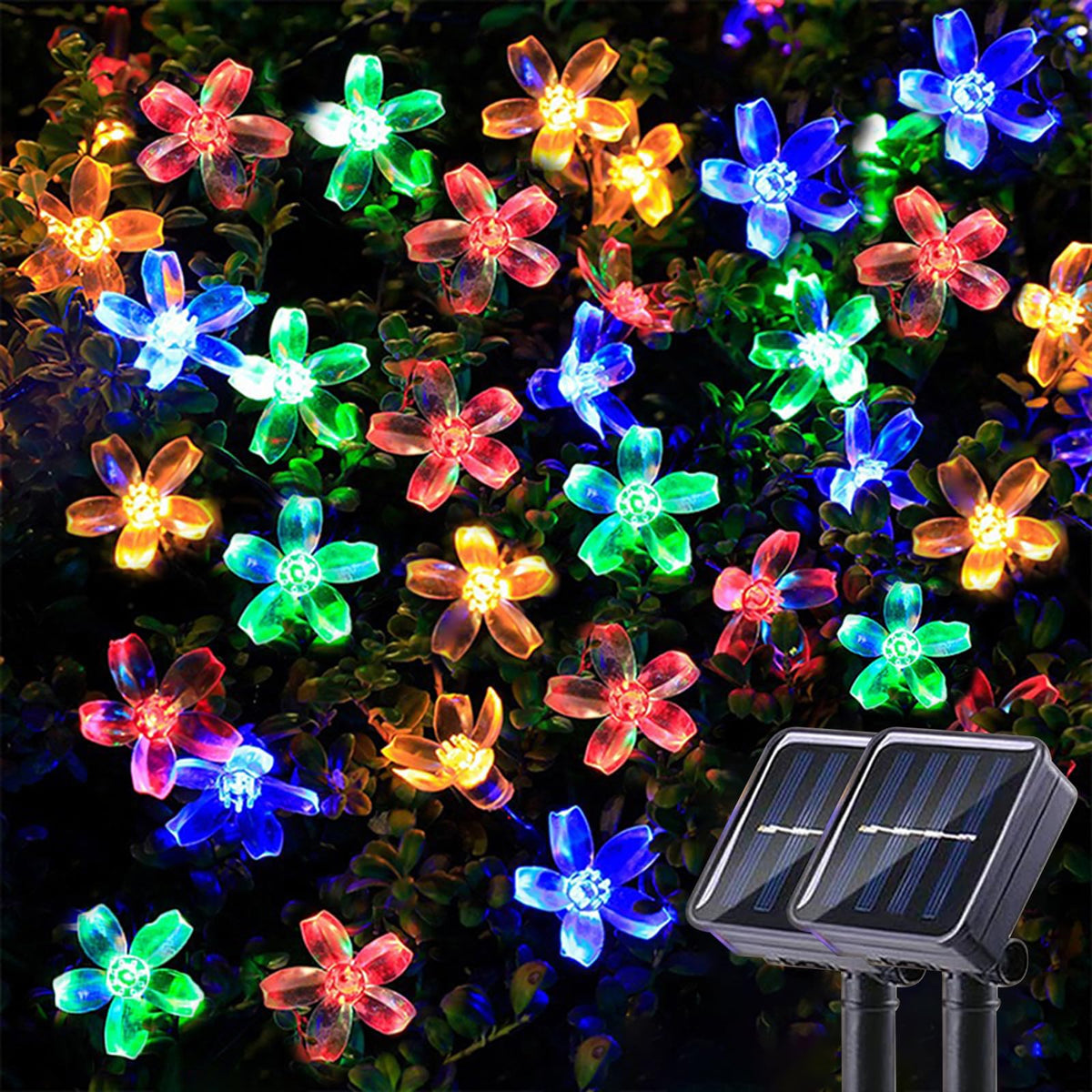 Jedavai solar string flowers 80ft illuminate outdoor spaces with vibrant color ambiance