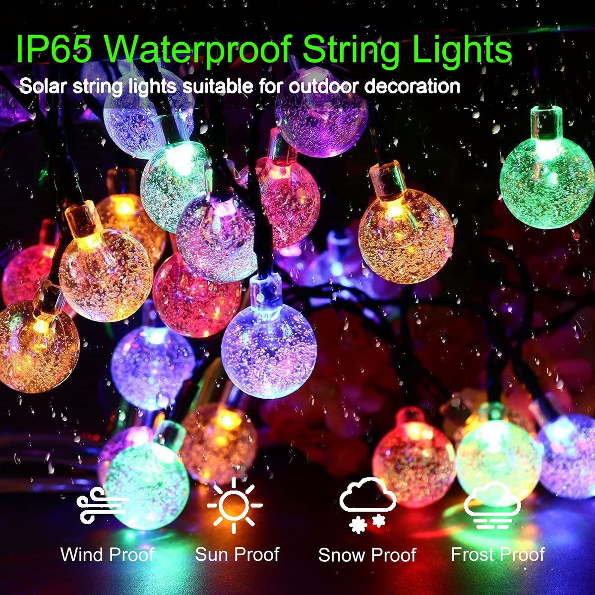 Jedavai Solar String Lights are waterproof for durable outdoor use in any weather.