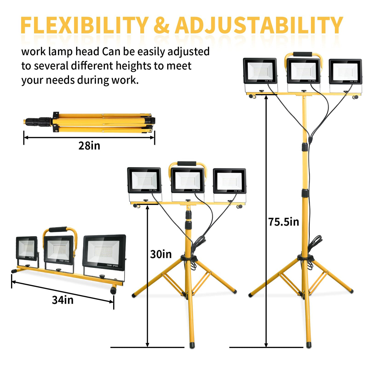 Jefedana LED work stand with 360° horizontal rotation for flexible lighting.