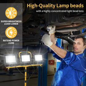 Jefedana LED work stand extended to reach overhead lighting.