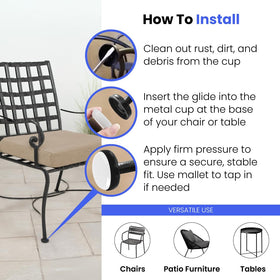 Jejavu heavy-duty plastic glide with wrought-iron frame for durability.