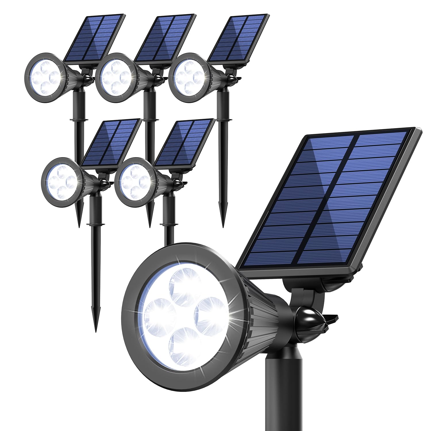 JEJOT solar lights illuminate a flag area with bright, energy-efficient glow