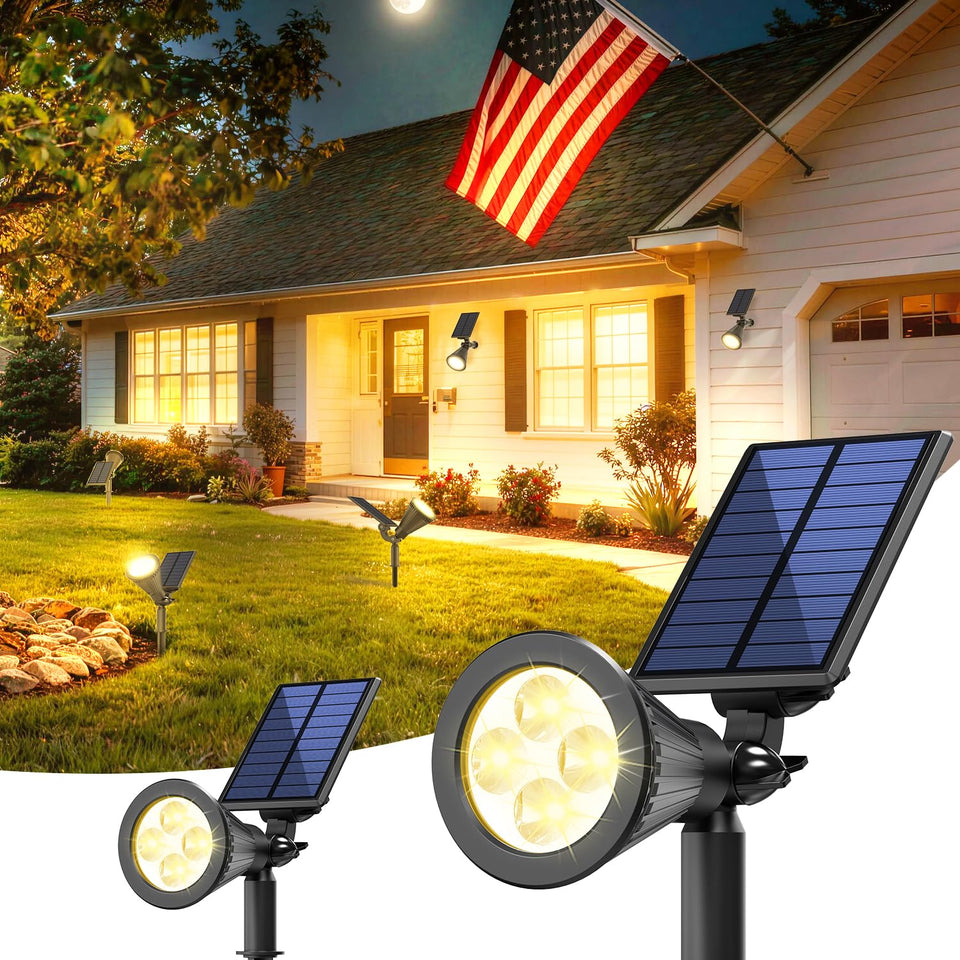 JEJOT solar light highlights your flag with a warm 3000K glow for evenings