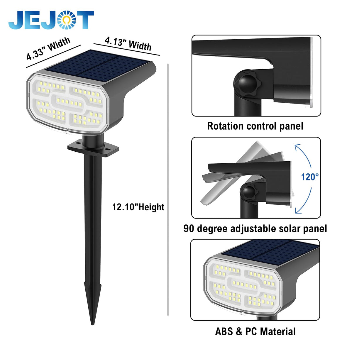 JEJOT solar lights wire-free setup allows versatile stake or wall installation.