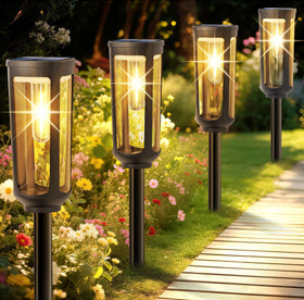 JEJOT solar pathway light battery focus enables all-night walkway illumination.