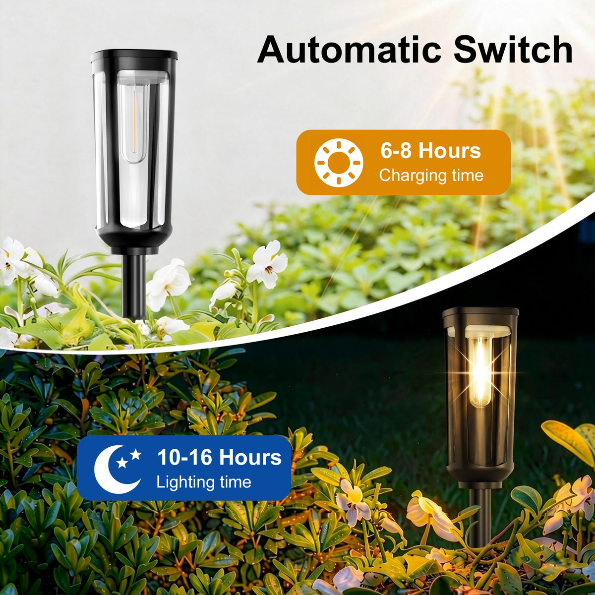 JEJOT solar pathway light IP65 rating signals year-round weather resilience.