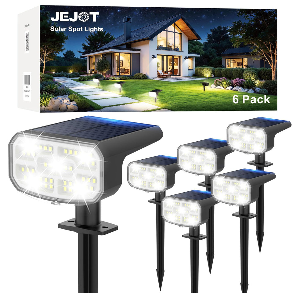 JEJOT outdoor IP65 solar spot light pack delivering durable landscape illumination
