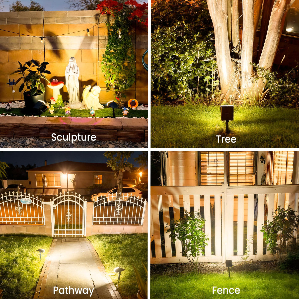 JEJOT spotlight stake-for-ground installation along pathways or borders.