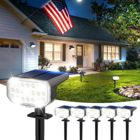 JEJOT outdoor IP65 solar spotlight provides reliable pathway lighting.