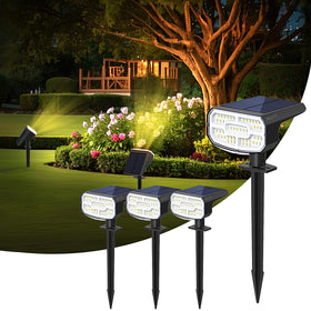 JEJOT solar spotlight with warm 2700K light for garden paths.