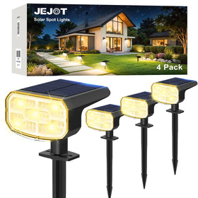 JEJOT solar spotlight with warm white glow lights garden path at night