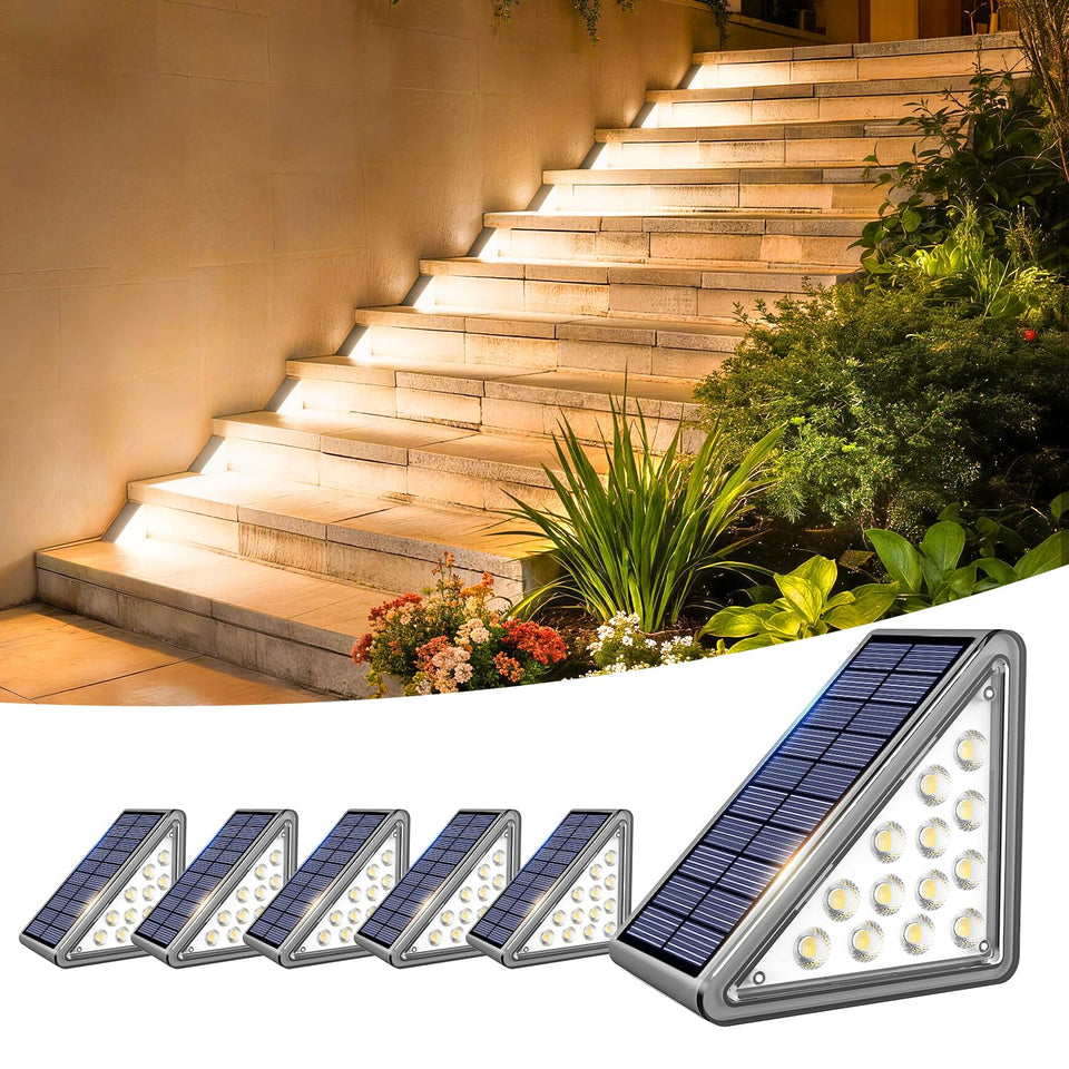 JEJOT solar step lights on stairs provide safe, even outdoor illumination.