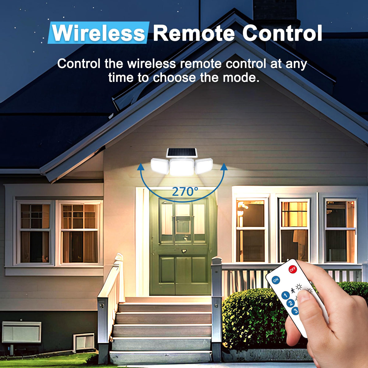JEJOT motion detection range showcases 430 sq ft coverage at night