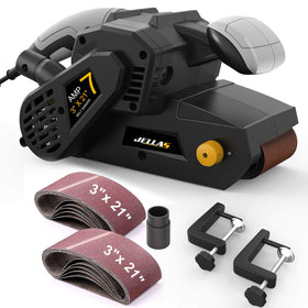 Jellas belt sander 3x21 inch unit for precise material finishing.
