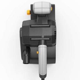 Jellas dust bag attached to sander for easy debris collection.