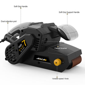 Jellas variable-speed knob enables precise control for different materials.